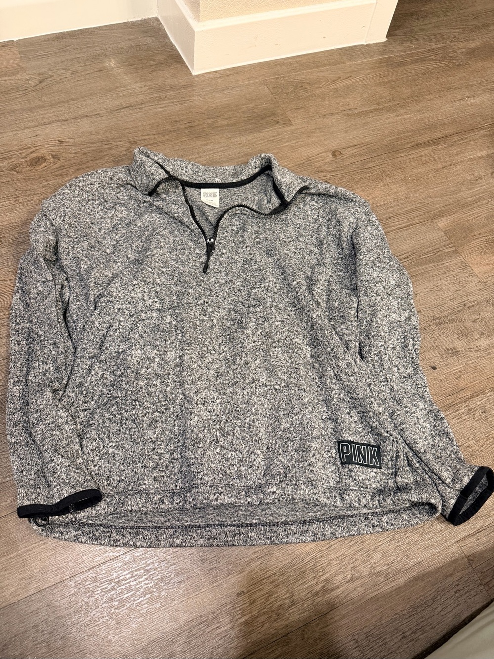 PINK Victoria's Secret Men's Gray Marled Quarter-Zip Sweater